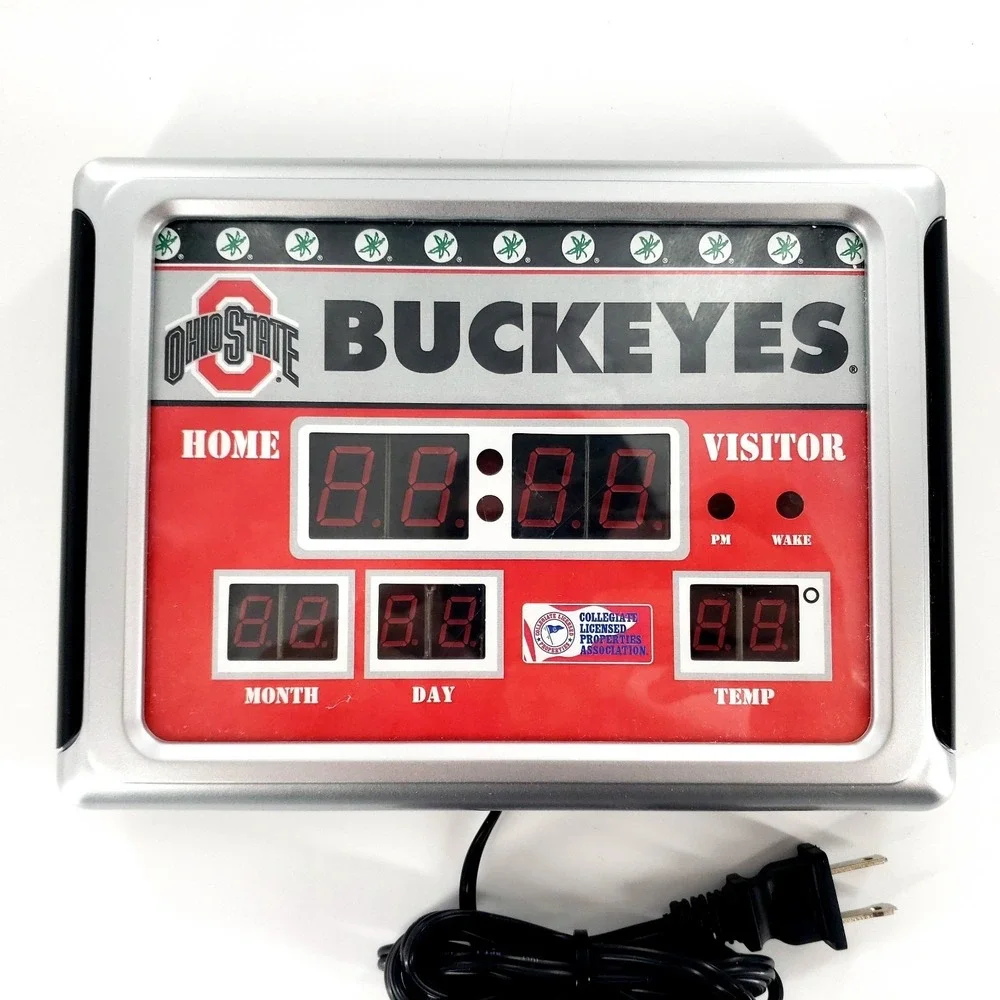 Ohio State Buckeyes Digital Scoreboard Alarm Clock Date Time & Temp Tested Works